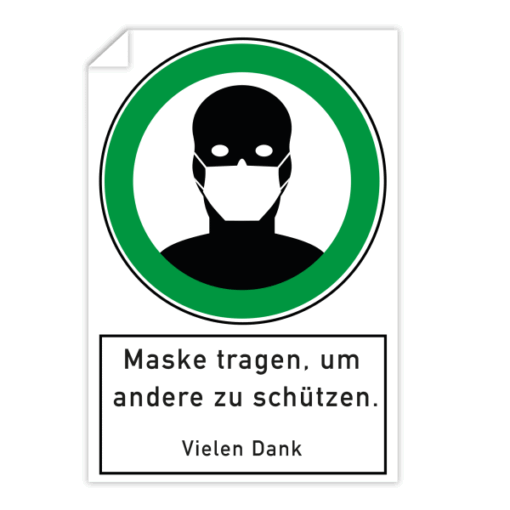 3 Stück Aufkleber Maske tragen, um andere zu schützen (200x300 mm